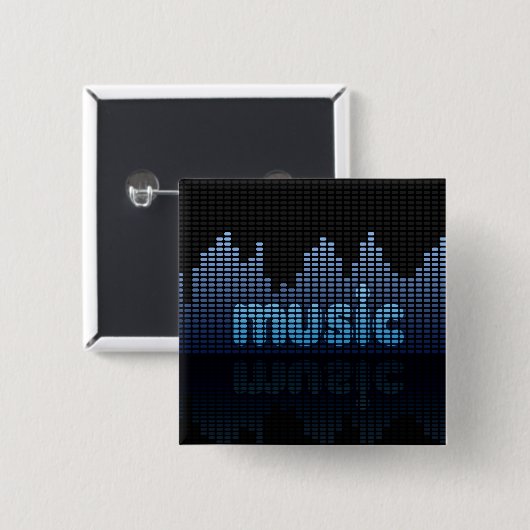 Badge Carré 5 Cm Equalizer numérique Musique Wave Wall (Devant & derrière)