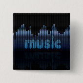 Badge Carré 5 Cm Equalizer numérique Musique Wave Wall (Devant)