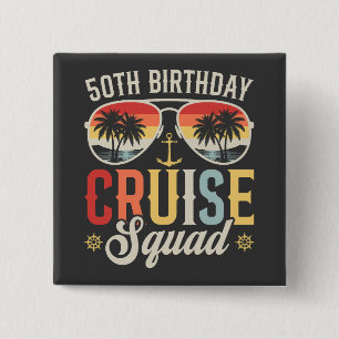 Badge Carré 5 Cm Équipe de croisière pour 50 ans Famille Carré