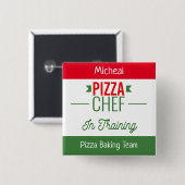 Badge Carré 5 Cm Équipe de cuisson de pizza - personnalisée (Devant & derrière)
