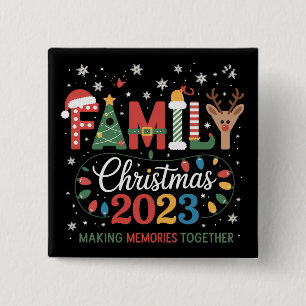 Badge Carré 5 Cm Équipe de Noël 2025 Nous sommes une famille Fête f