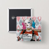 Badge Carré 5 Cm Équipe de suicide | Harley Quinn (Devant & derrière)