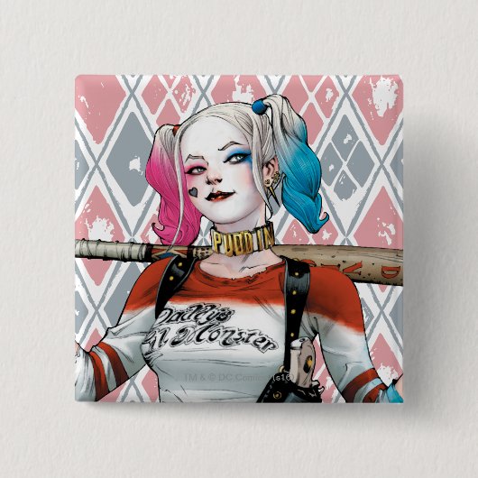 Badge Carré 5 Cm Équipe de suicide | Harley Quinn (Devant)