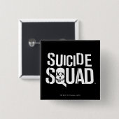 Badge Carré 5 Cm Équipe de suicide | Logo blanc (Devant & derrière)