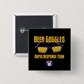 Badge Carré 5 Cm Équipe rapide de réponse de lunettes de bière (Devant & derrière)