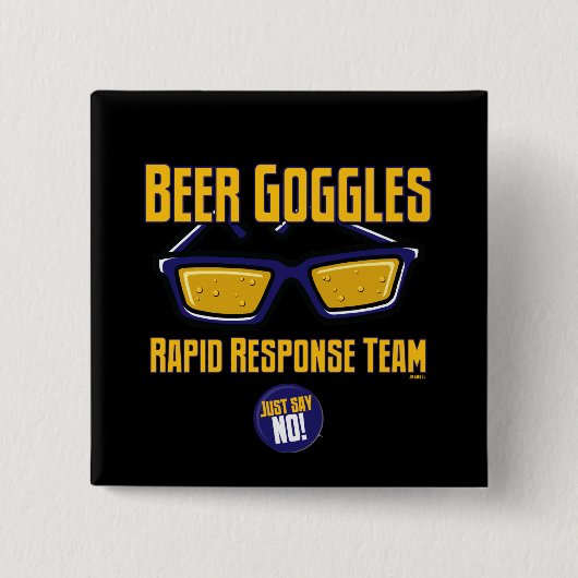 Badge Carré 5 Cm Équipe rapide de réponse de lunettes de bière (Devant)