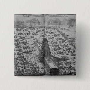 Badge Carré 5 Cm Érection de l'obélisque égyptien antique