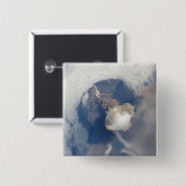 Badge Carré 5 Cm Éruption du volcan Sarychev 2 (Devant & derrière)