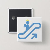 Badge Carré 5 Cm Escalator, aucun escalier (Devant & derrière)