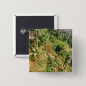 Badge Carré 5 Cm Escalier de la forêt tropicale de Bali (Devant & derrière)