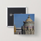 Badge Carré 5 Cm Espagne, Catalogne, Barcelone. Le toit de Barcelon (Devant & derrière)