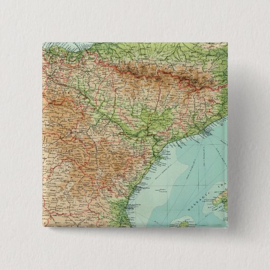 Badge Carré 5 Cm Espagne et Portugal, partie est (Devant)