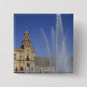 Badge Carré 5 Cm Espagne, Séville, Fontaine d'Andalousie et ornée