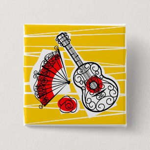 Badge Carré 5 Cm Espagnol Souvenirs bouton carré