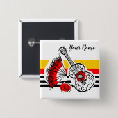 Badge Carré 5 Cm Espagnol Souvenirs Classic Stripe Nom carré (Devant & derrière)