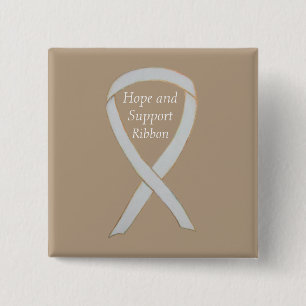 Badge Carré 5 Cm Espoir et soutien White Ribbon Pin