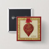 Badge Carré 5 Cm Espoir rouge de DŽcor de Noël (Devant & derrière)