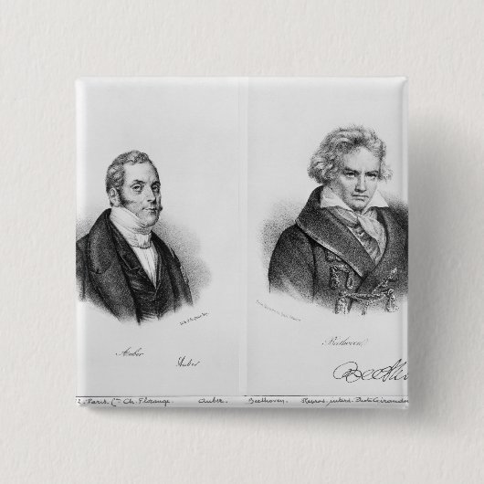 Badge Carré 5 Cm Esprit Auber et Ludwig van Beethoven (Devant)