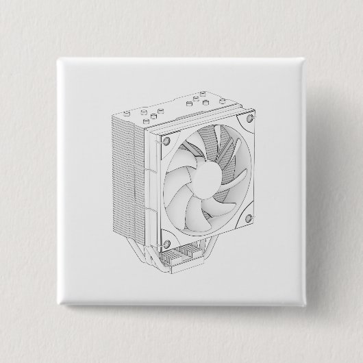 Badge Carré 5 Cm Esquisse du glacière de processeur d'ordinateur (Devant)