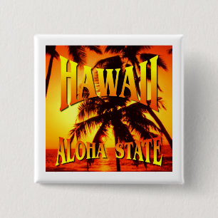 Badge Carré 5 Cm État d'Hawaï Aloha