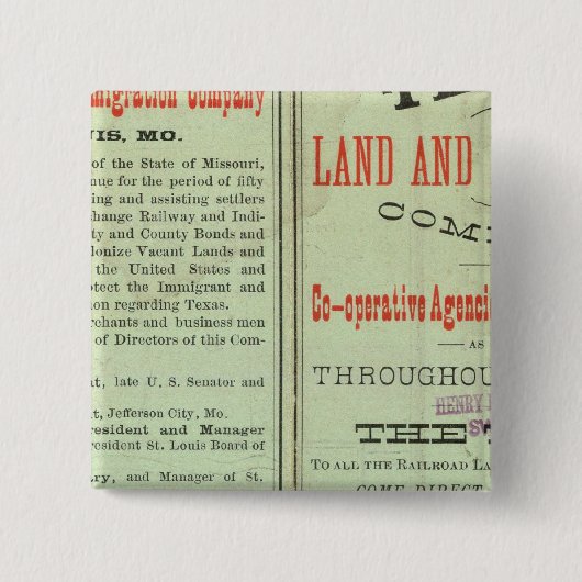 Badge Carré 5 Cm État du Texas (Devant)