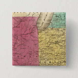 Badge Carré 5 Cm États de l'Ouest avec la carte initiale du Haut-M