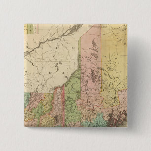 Badge Carré 5 Cm États du Maine, New Hampshire, Vermont