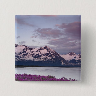 Badge Carré 5 Cm États-Unis, Alaska, Alsek River Valley. Vue d'Als