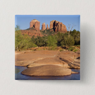 Badge Carré 5 Cm États-Unis, AZ, Cathedral Rocks à Red Rock Crossin