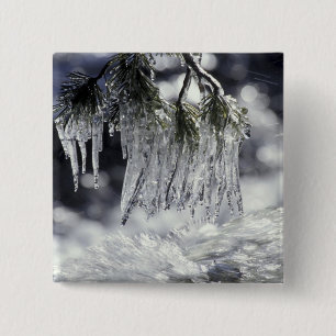 Badge Carré 5 Cm États-Unis, Californie, Lac Tahoe. Glaçons sur