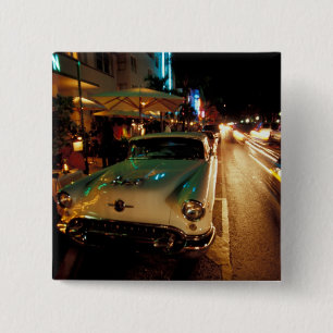 Badge Carré 5 Cm États-Unis, Floride, Miami, South Beach la nuit. 2