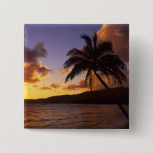 Badge Carré 5 Cm États-Unis, Hawaï, Kauai, Lever de soleil coloré d