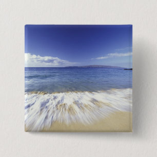 Badge Carré 5 Cm États-Unis, Hawaï, Maui, Vagues arrivant à Makena