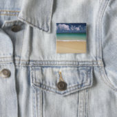 Badge Carré 5 Cm États-Unis, Hawaï. Scène de plage (En situation)