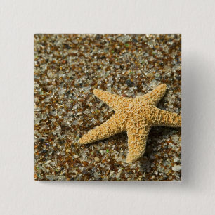 Badge Carré 5 Cm États-Unis, HI, Kauai, Glass Beach avec étoile de