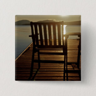 Badge Carré 5 Cm États-Unis, Maine, Rockwood. Une chaise avec vue s