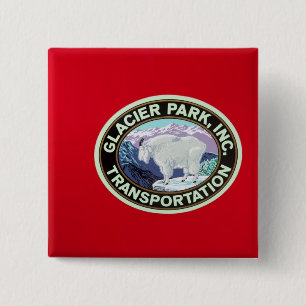 Badge Carré 5 Cm États-Unis, Montana, Glacier National Park, Vintag