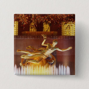 Badge Carré 5 Cm États-Unis, New York, New York City, Statue de