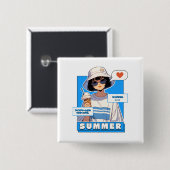 Badge Carré 5 Cm Été Scoop Bliss (Devant & derrière)