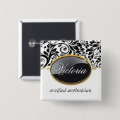 Badge Carré 5 Cm Étiquette chique de nom de salon (Devant & derrière)