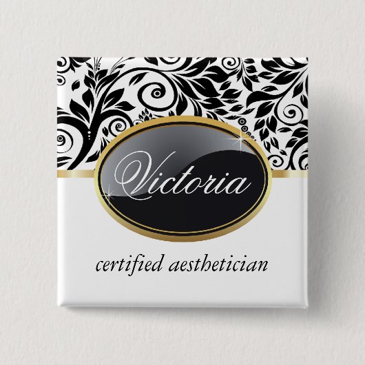 Badge Carré 5 Cm Étiquette chique de nom de salon (Devant)