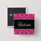 Badge Carré 5 Cm Étiquette chique de nom de salon (Devant & derrière)