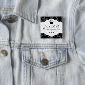 BADGE CARRÉ 5 CM ÉTIQUETTE DE LUXE DE NOM DE PETIT GÂTEAU (En situation)