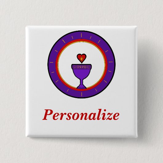 Badge Carré 5 Cm Étiquette de nom de calice d'amour (Devant)