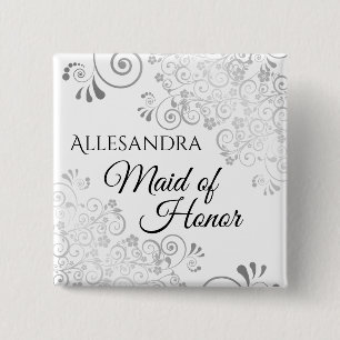Badge Carré 5 Cm Étiquette de nom de demoiselle d'honneur de mariag