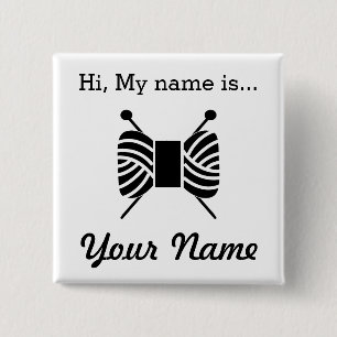 Badge Carré 5 Cm Étiquette de nom de partie de métier de tricot