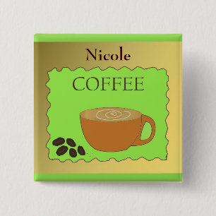 Badge Carré 5 Cm Étiquette de nom du personnel de tasse à café