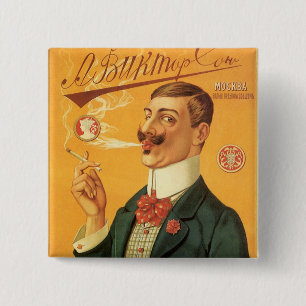 Badge Carré 5 Cm Étiquette de produit vintage, tabac à cigarette ru