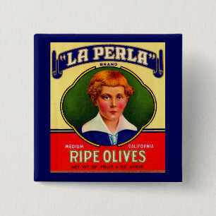 Badge Carré 5 Cm étiquette des olives de LaPerla dans les années 19