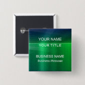 Badge Carré 5 Cm Étiquette en métal vert et bleu - Matte Look Name (Devant & derrière)